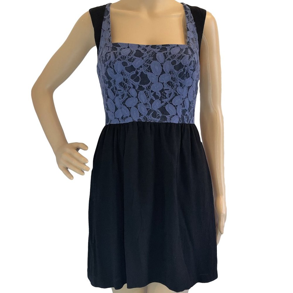 KIMCHI BLUE Black & Blue Lace Mini Dress 0